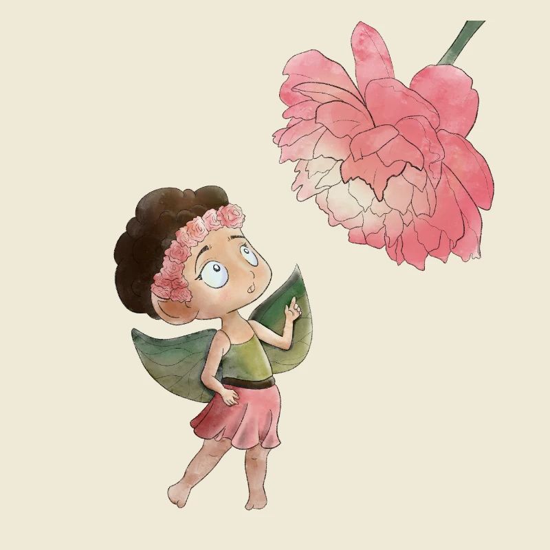 Magical fairy with peony