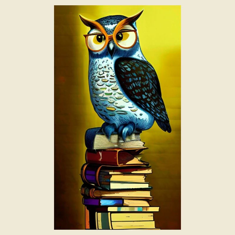 Comic Cartoon Creepy Bookworm Book Stack