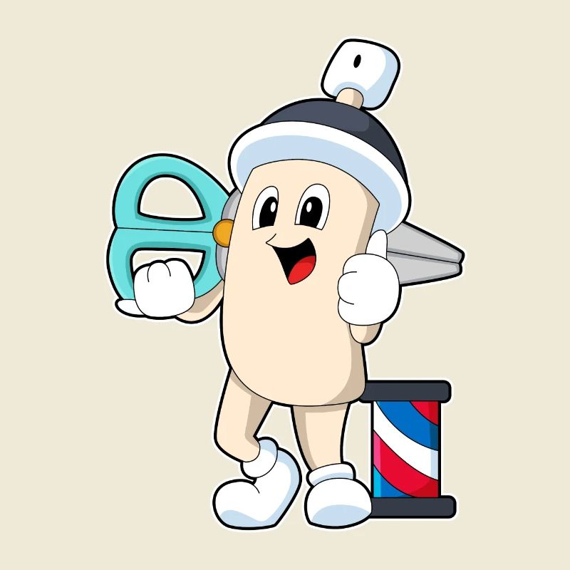 Laque de coiffure comme coiffeur avec des ciseaux