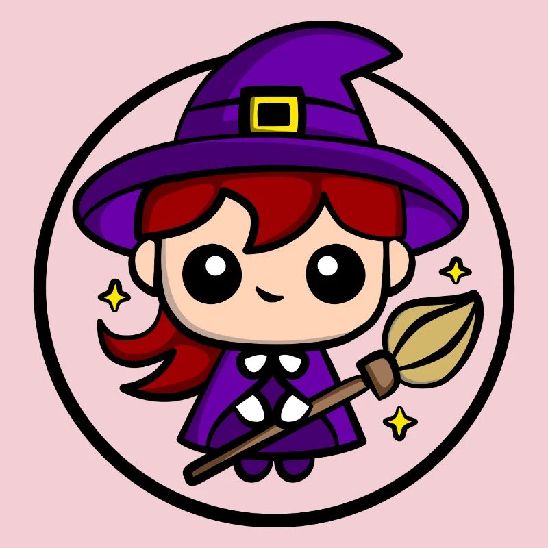 Mignonne sorcière Chibi | Conception mignonne de sorcière d’Halloween