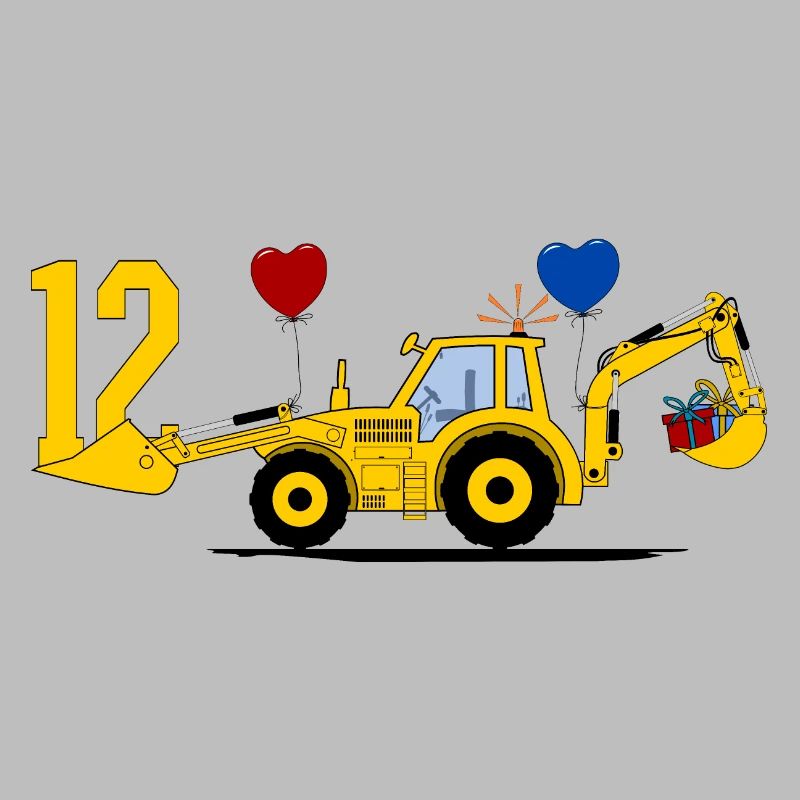 12. Geburtstag Bagger Traktor