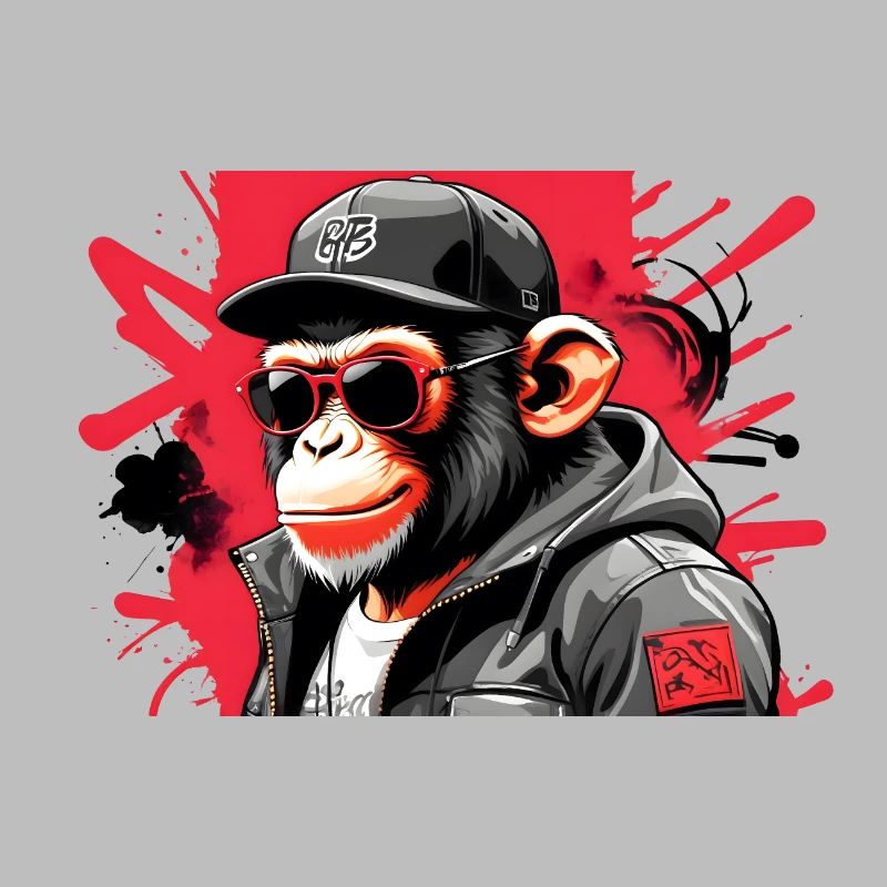 Cool monkey with sunglasses and cap