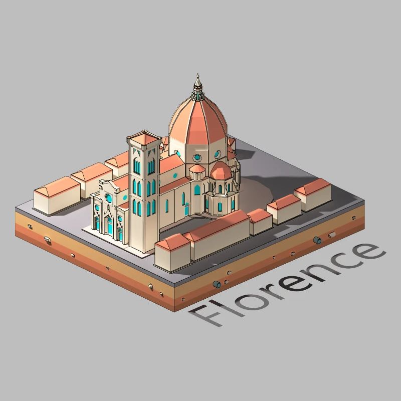 Geometric low poly Florence Cathedral