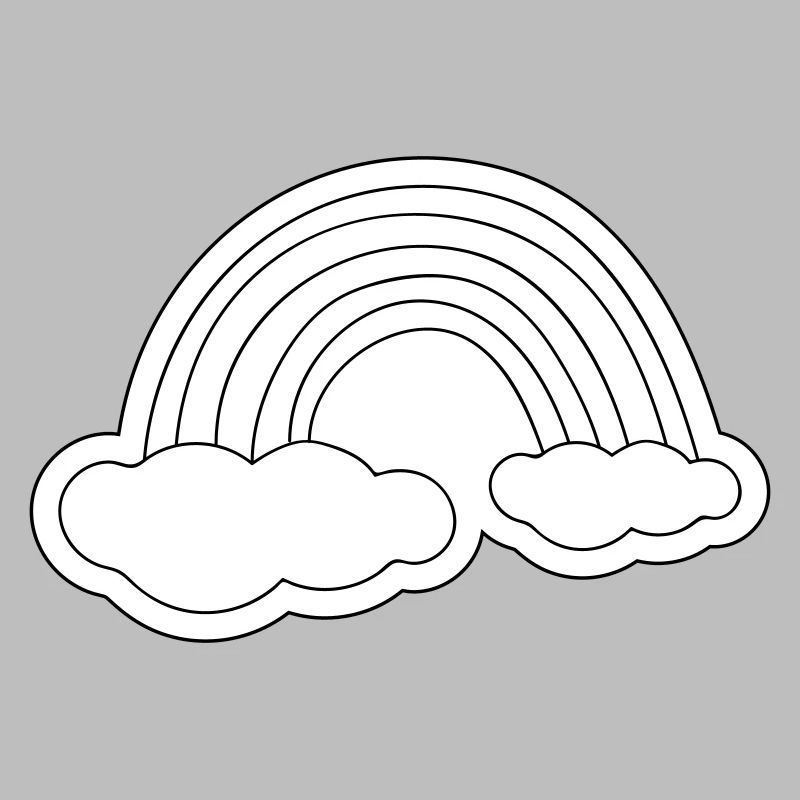 Minimalist rainbow on clouds