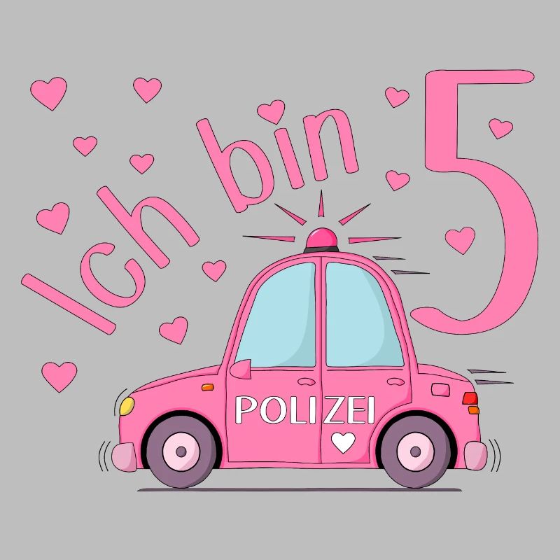 Polizeiauto Ich bin 5 Geburtstag Rosa