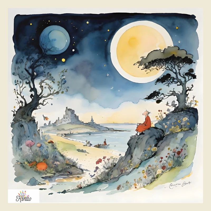 Night dreamscape cartoon