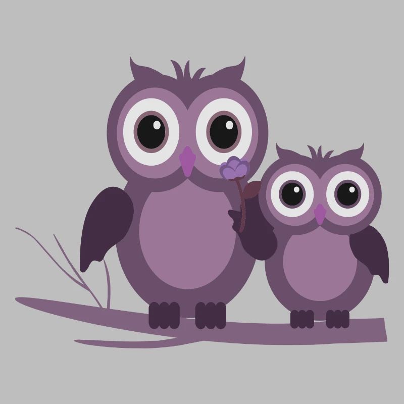 two owls purple plum lilac