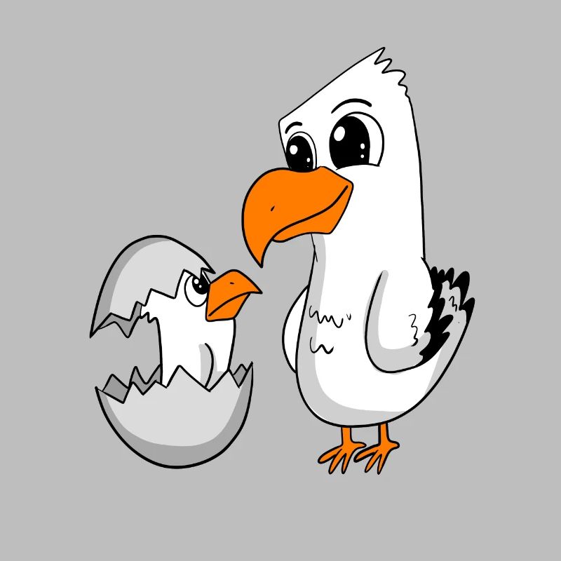 Seagull with baby Seagull