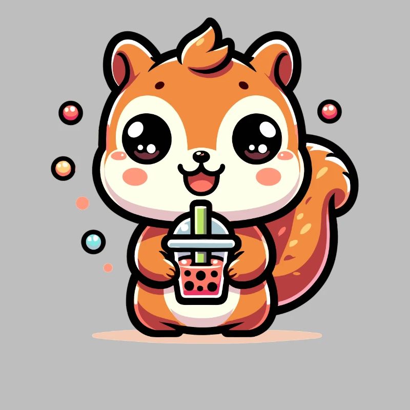 Kawaii Eichhörnchen Bubble Tea Niedliches Tier Eichhörnchen