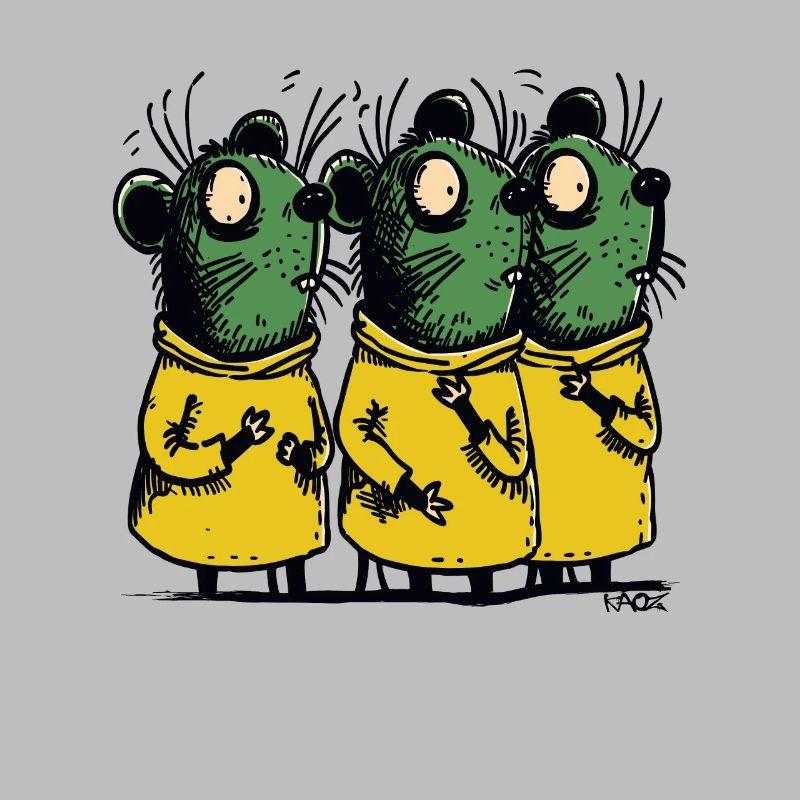 Trois rats de dessins animés choqués et confus