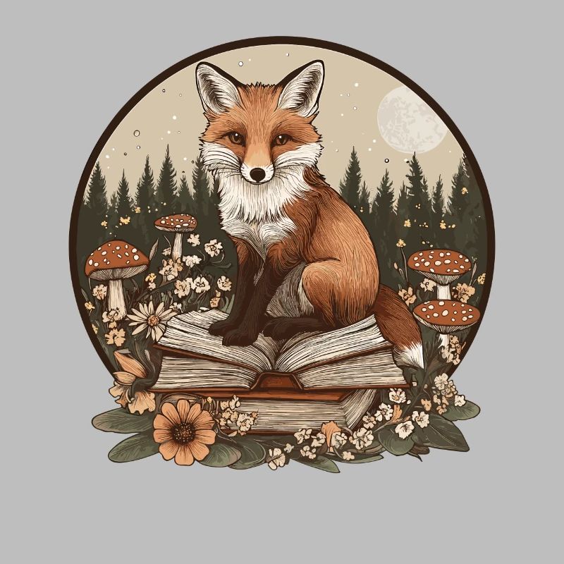 Cottagecore Fox with Books