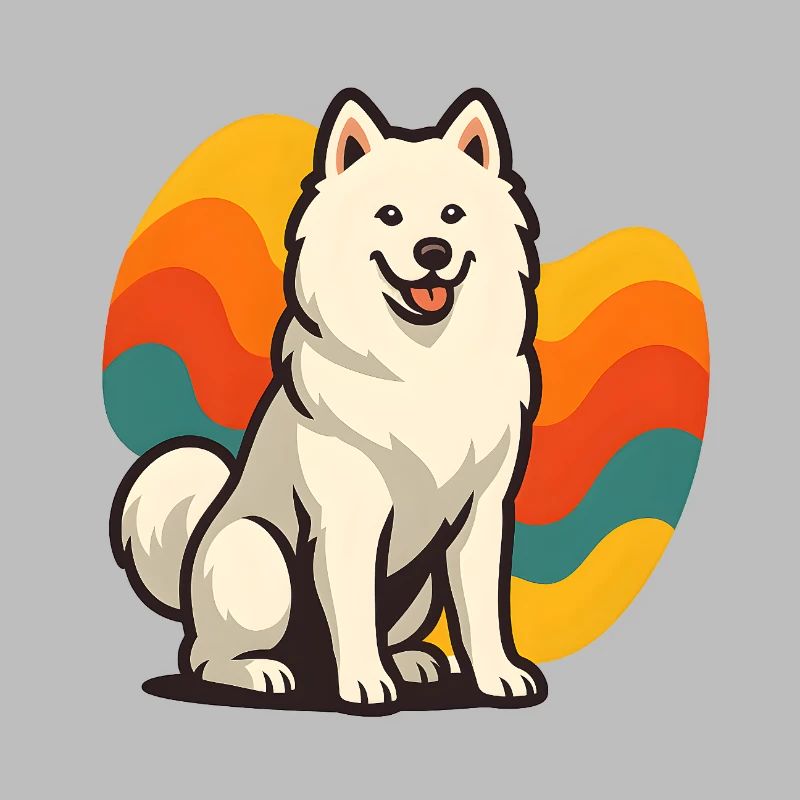 Samoyed Dog Prism Retro Wave