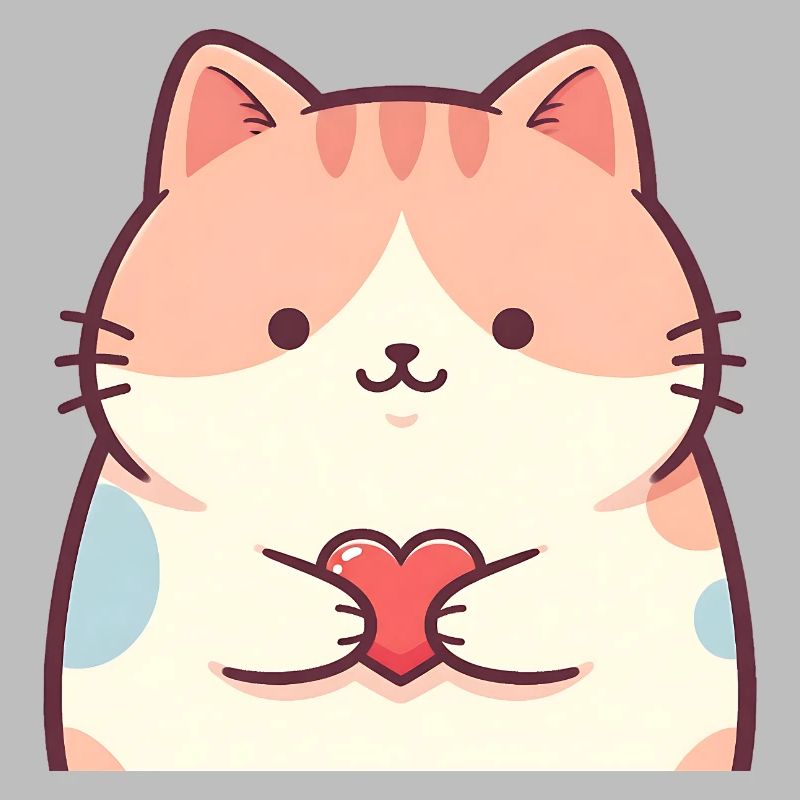 Cuddly Kitten Heart Cartoon Cat