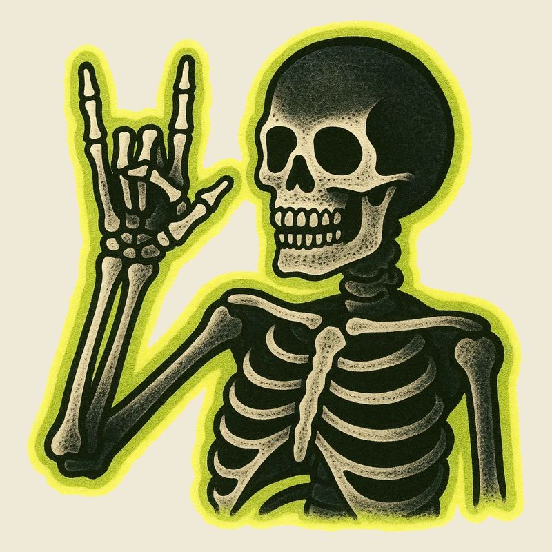 Neon Skeleton Rock Schild
