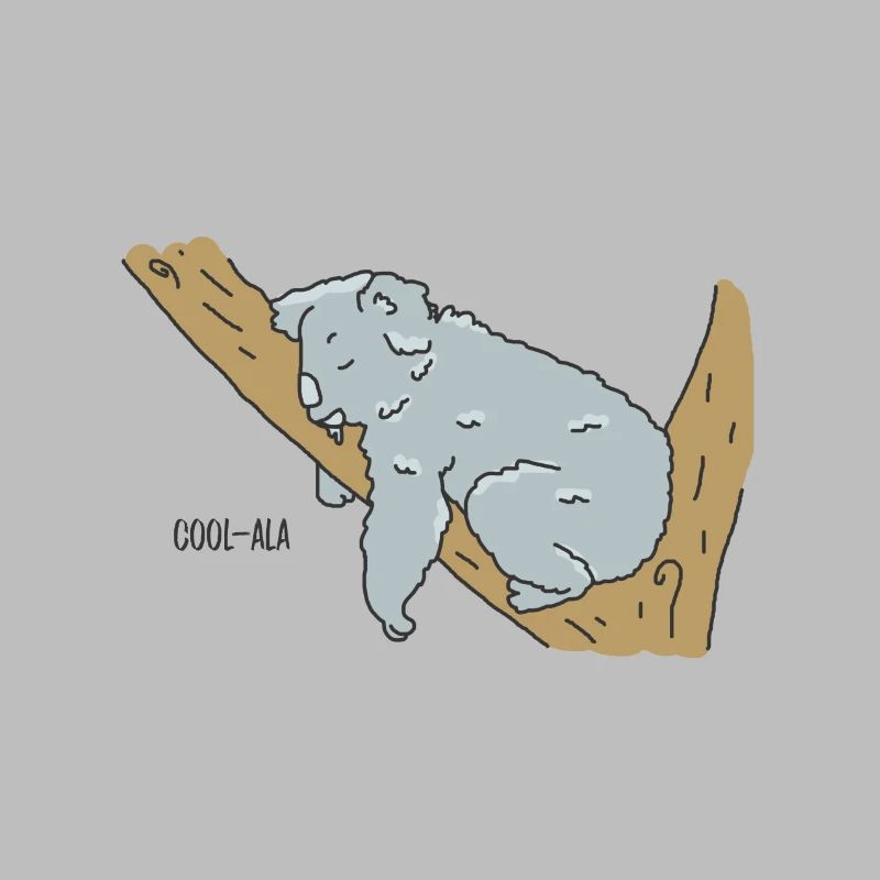 Sleeping Koala on Tree Branch Doodle