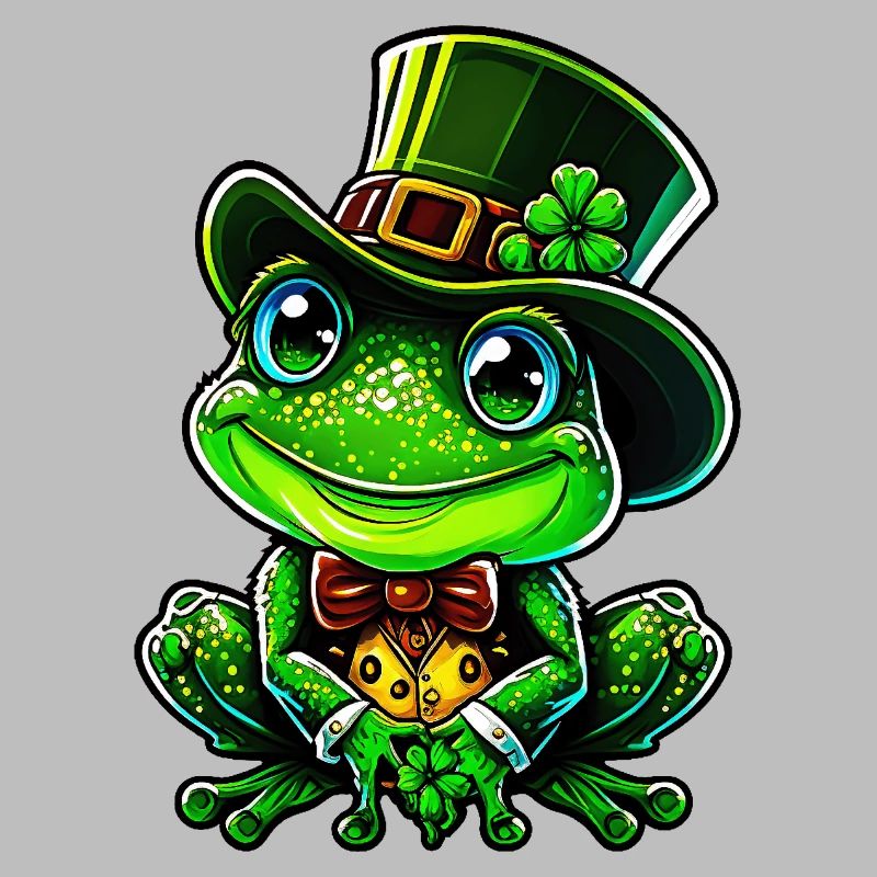 Grenouille joyeuse avec chapeau haut de forme de la Saint-Patrick