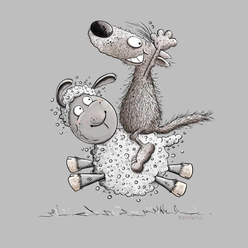 Wolf Rides Sheep For Wolf Wild Animal Lover