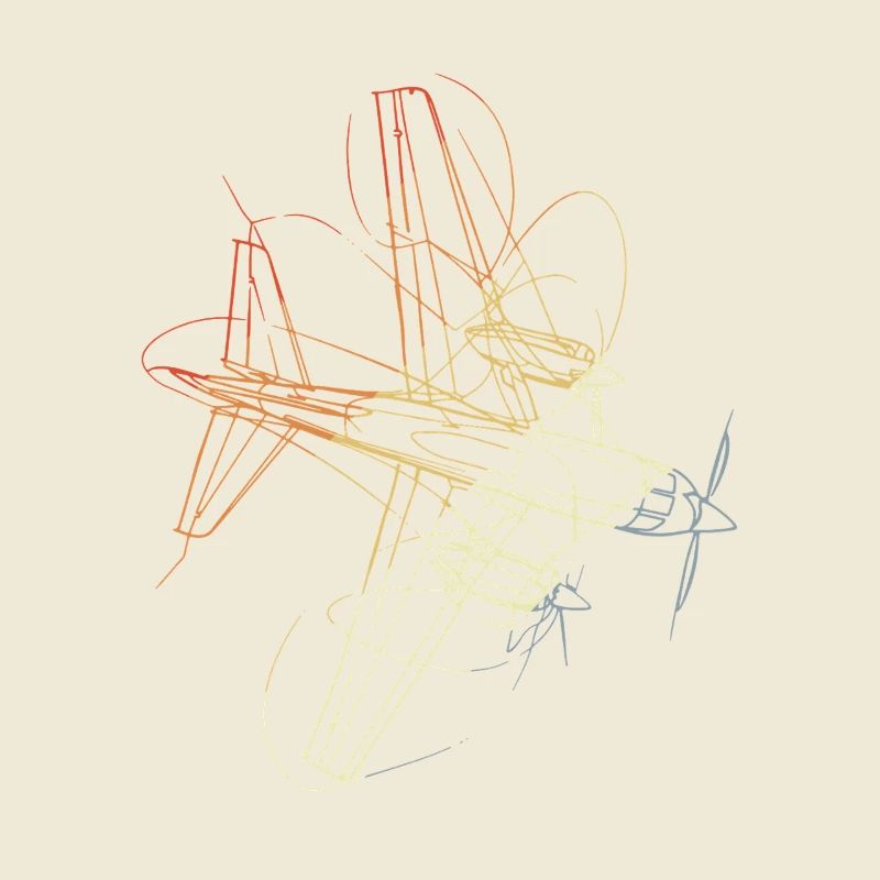 Retro Airplane Drawing