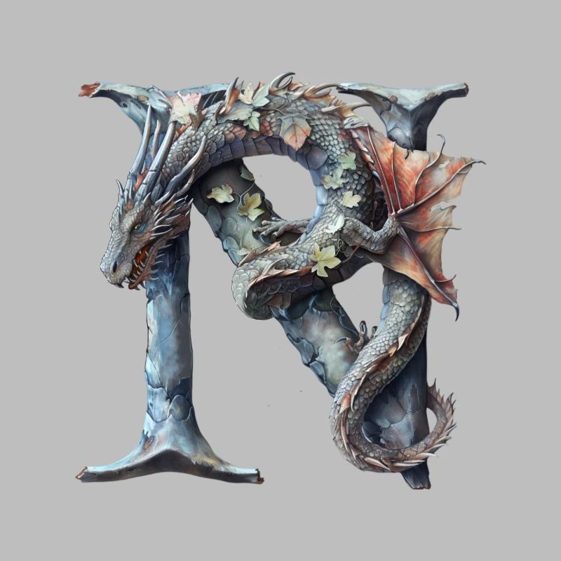 Lettre « N » en forme de dragon.
