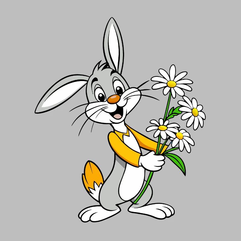 Jubilant Jackrabbit with Chamomile Bouquet
