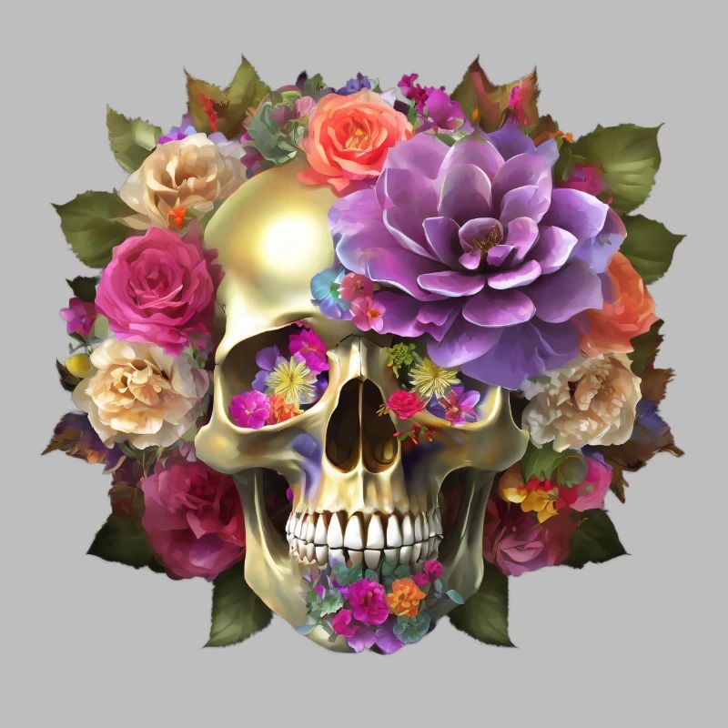 Crâne avec des fleurs