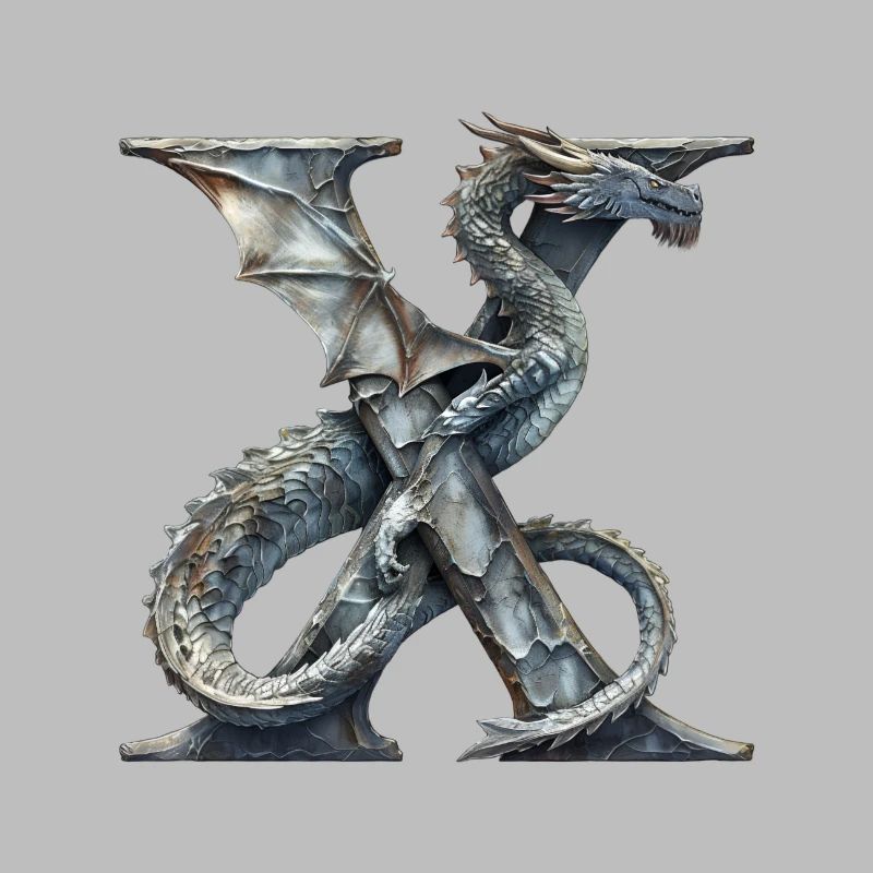 Lettre « X » en forme de dragon.