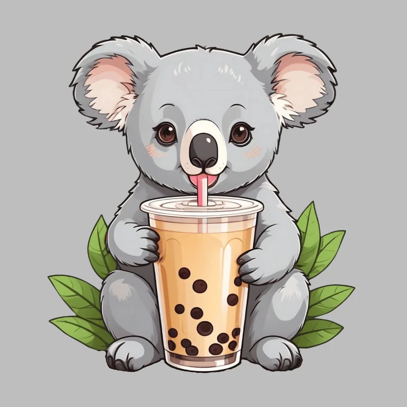Süßer Koala trinkt Bubble Tea