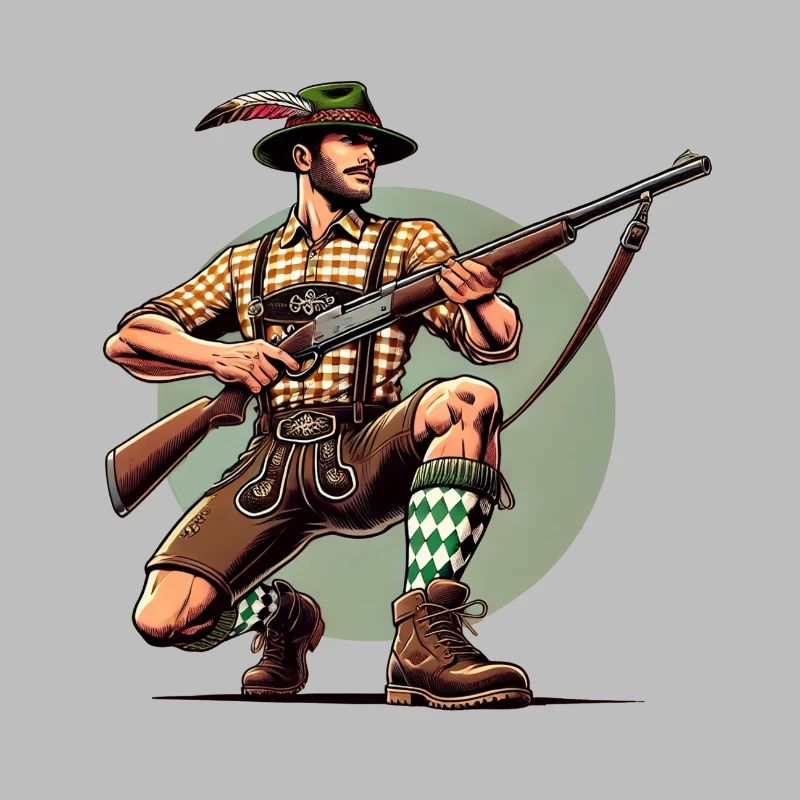 German Bavarian hunter on a driven hunt