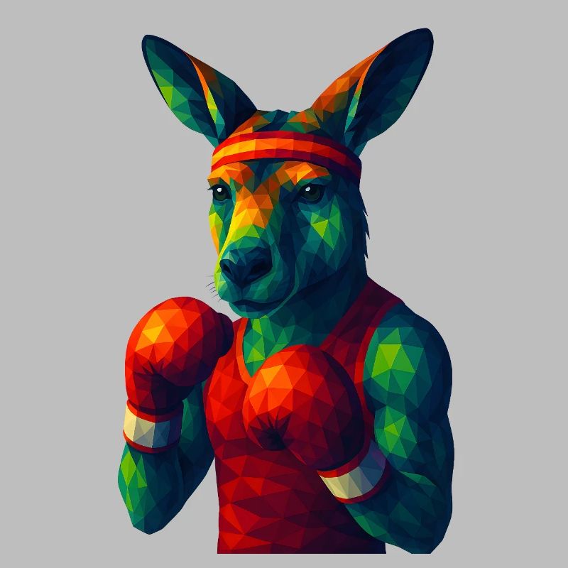 WPAP Stil Tiere - Känguru Boxer in Pose