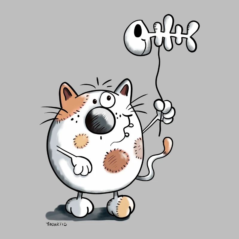 Chat avec un ballon de poisson
