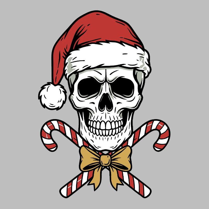 Christmas Skull with Candy Canes