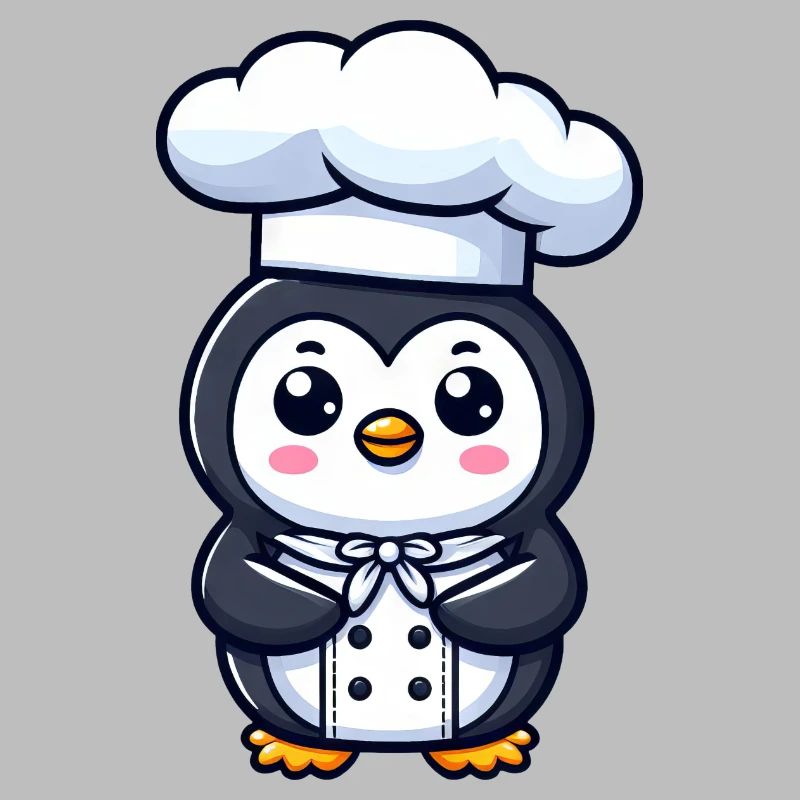 Cute Penguin Chef Cartoon Comic Design
