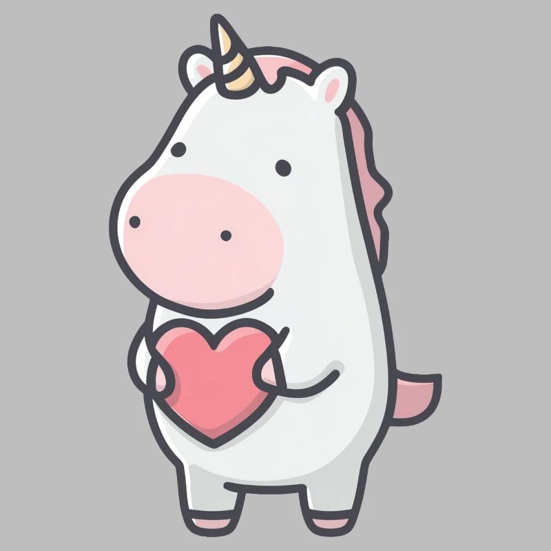 Einhorn, das ein Herz hält
