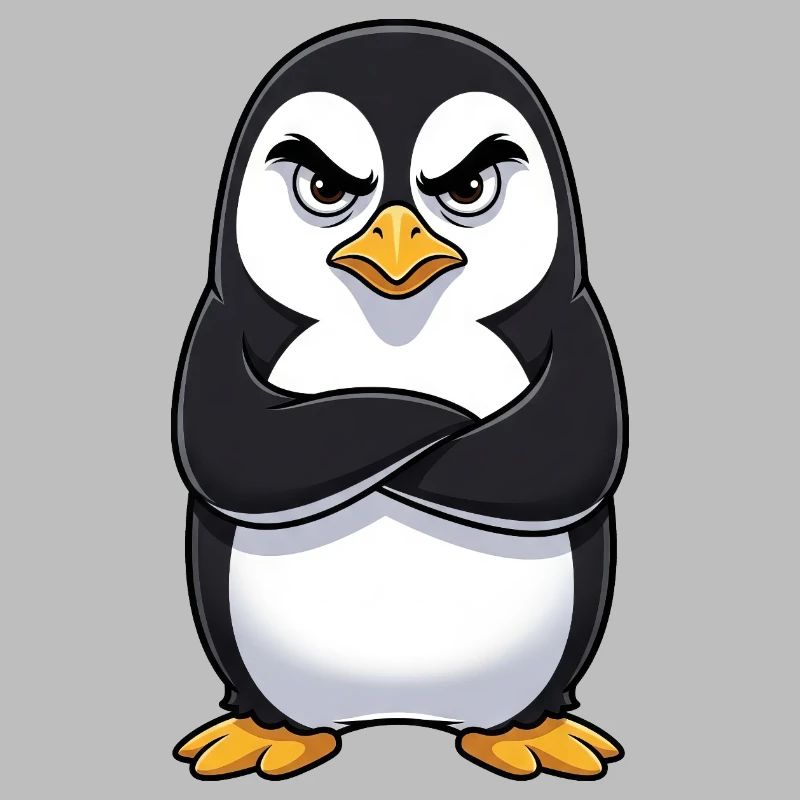 Grumpy Penguin Cartoon Sour Grumpy Annoyed