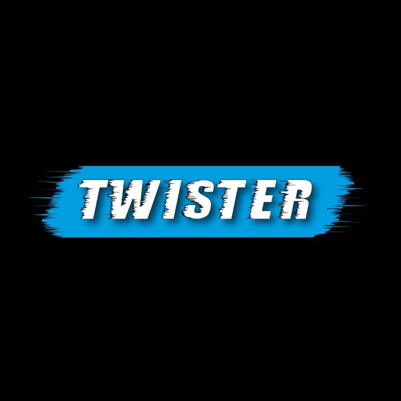 Twister lettering blue