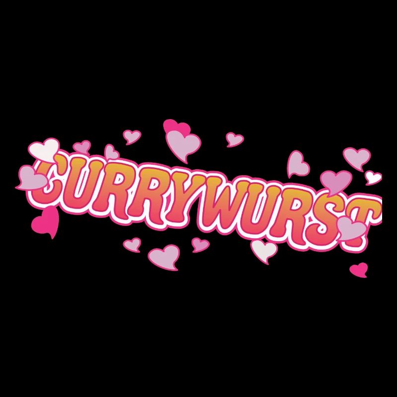 Currywurst cool avec motif de cœurs roses