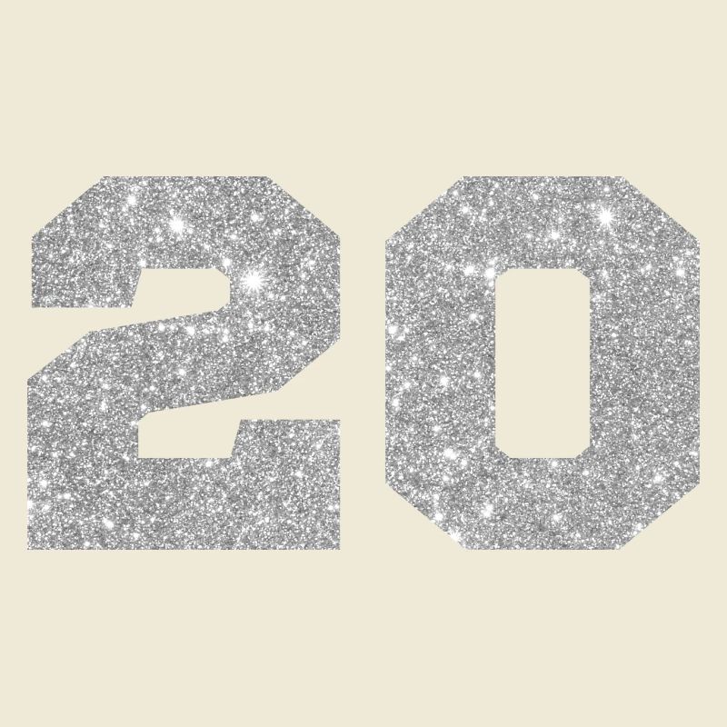 Number 20 Silver Glitter - 20th Anniversary