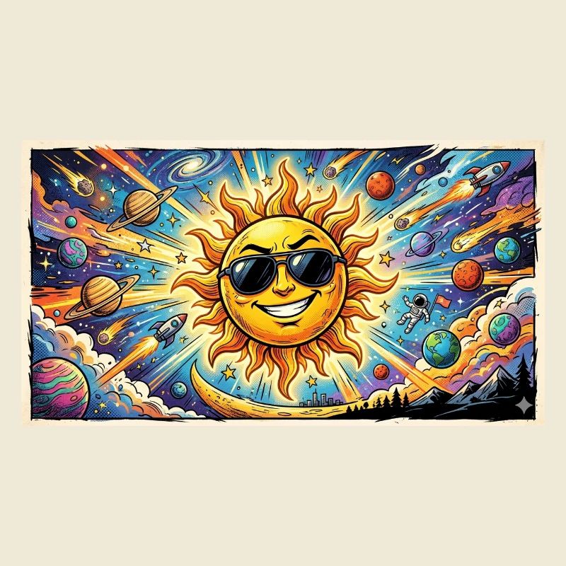 Sonne mit Sonnenbrille im Kosmos