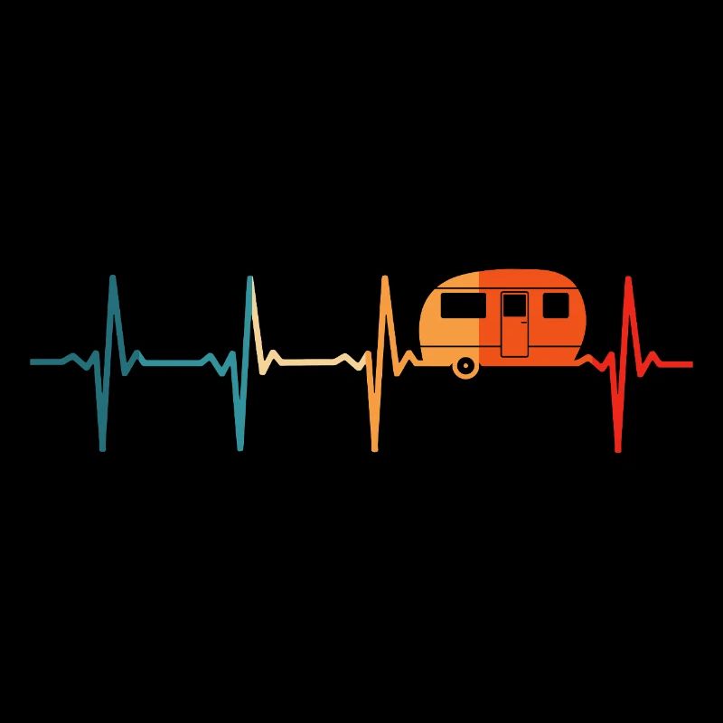 Caravan Heartbeat Retro Camper ECG Camping