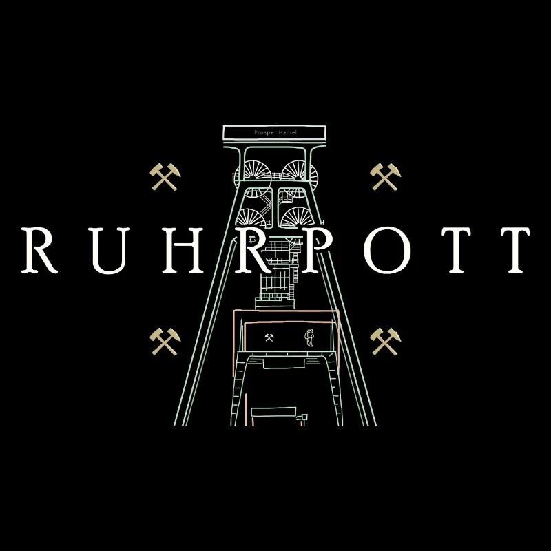 Ruhrpott, hand drawing of the Prosper-Haniel colliery tower