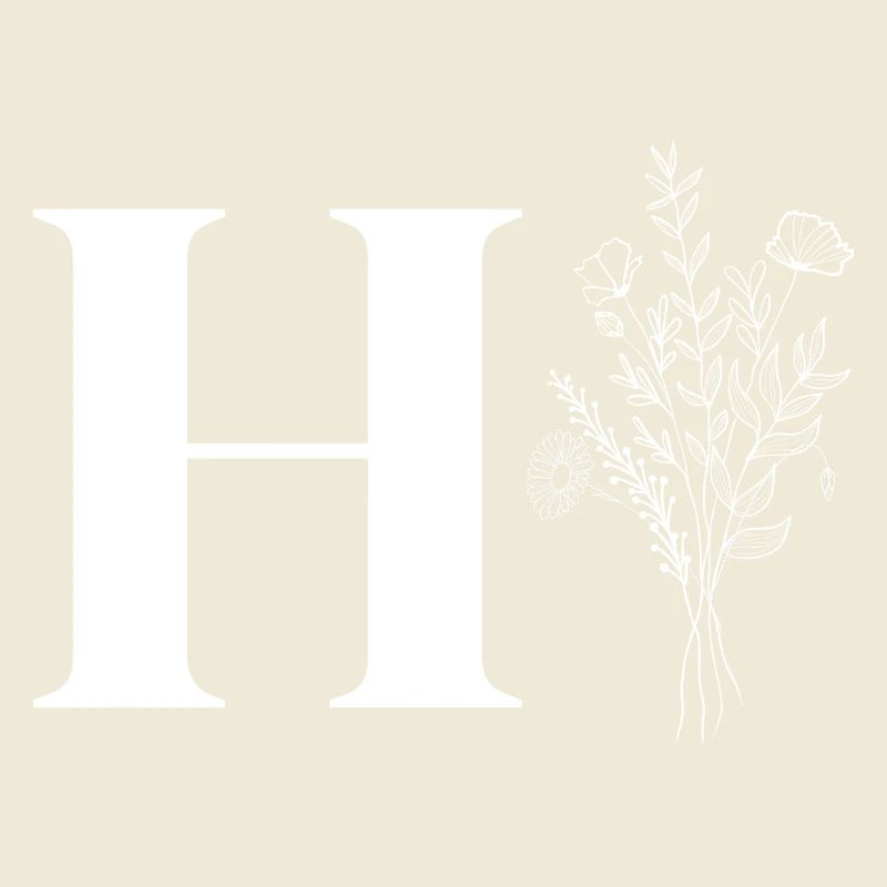 Lette h fleurs minimalistes