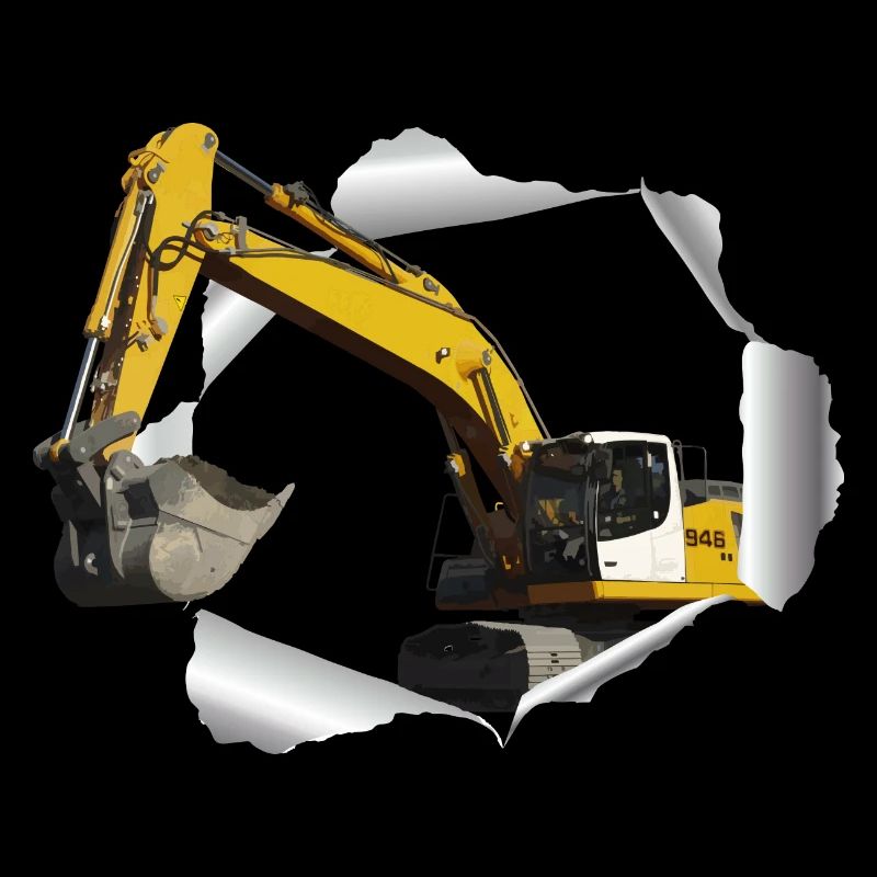 Excavator digs through his T-shirt