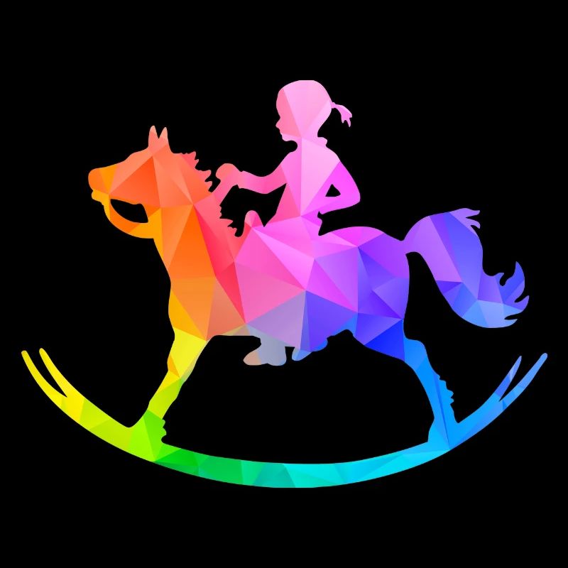 Fille sur cheval à bascule polygonhorses