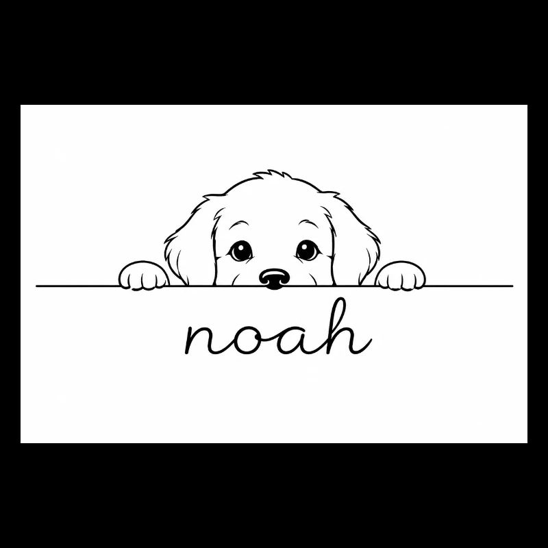 petit chiot regarde Noah.
