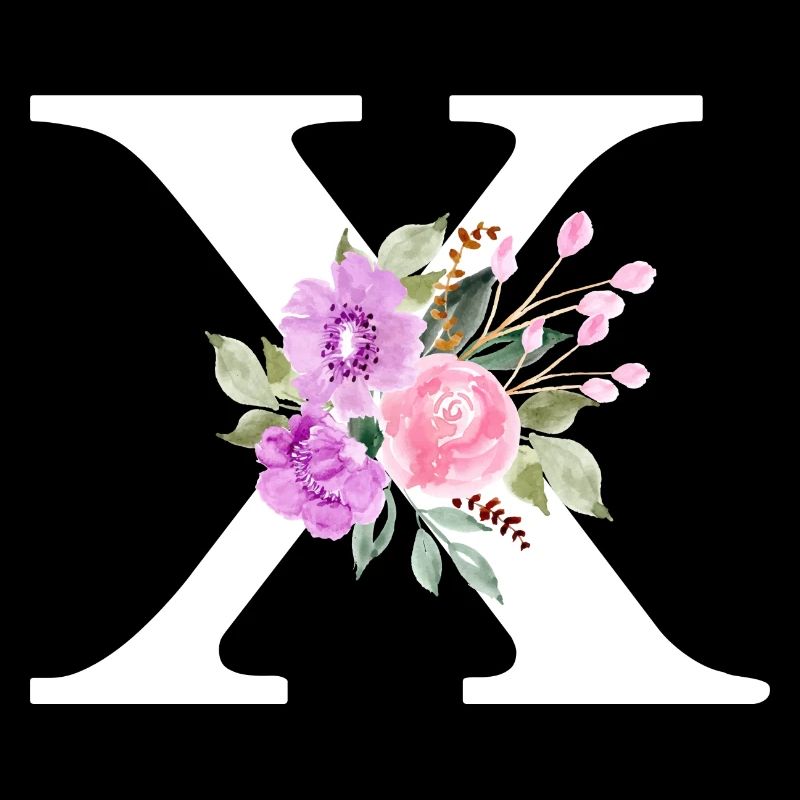 Lettre x floral violet