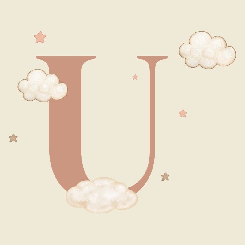 Buchstabe u Wolken Sterne