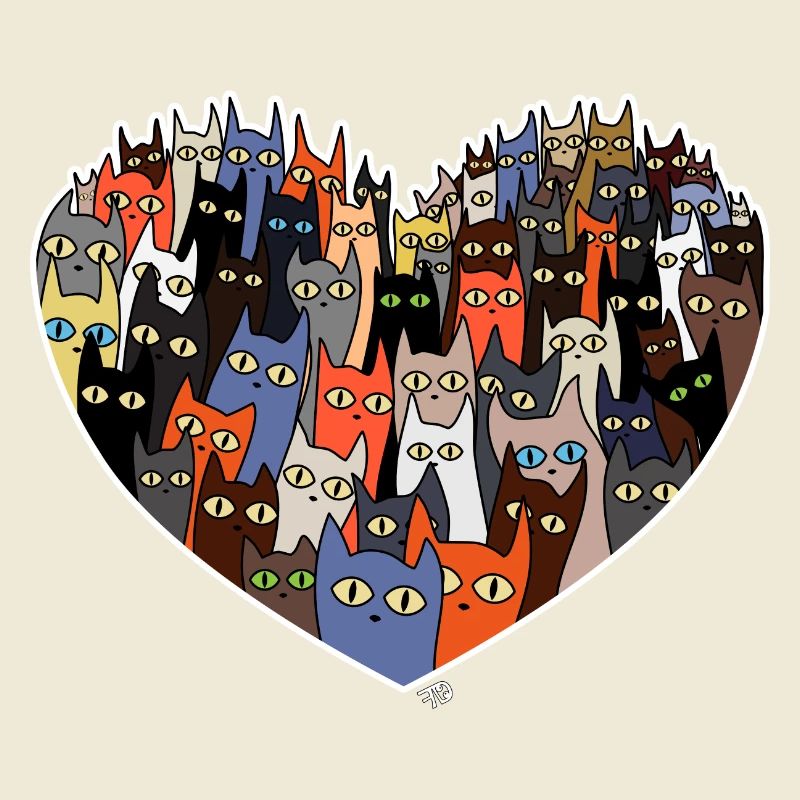 Conception de cœur avec des chats mignons