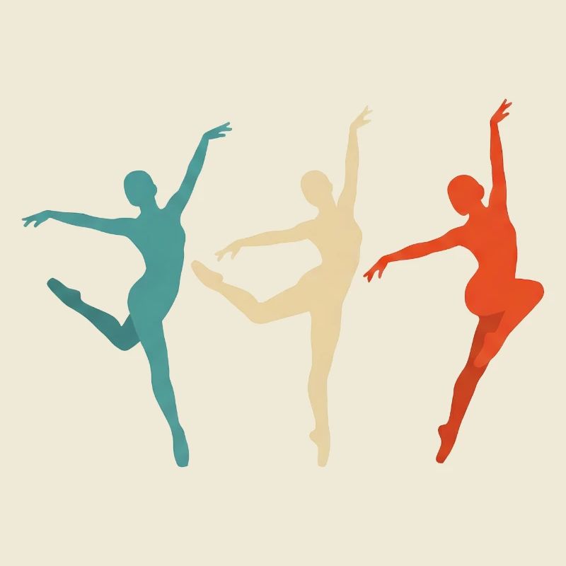 Dance silhouettes in three-color swing