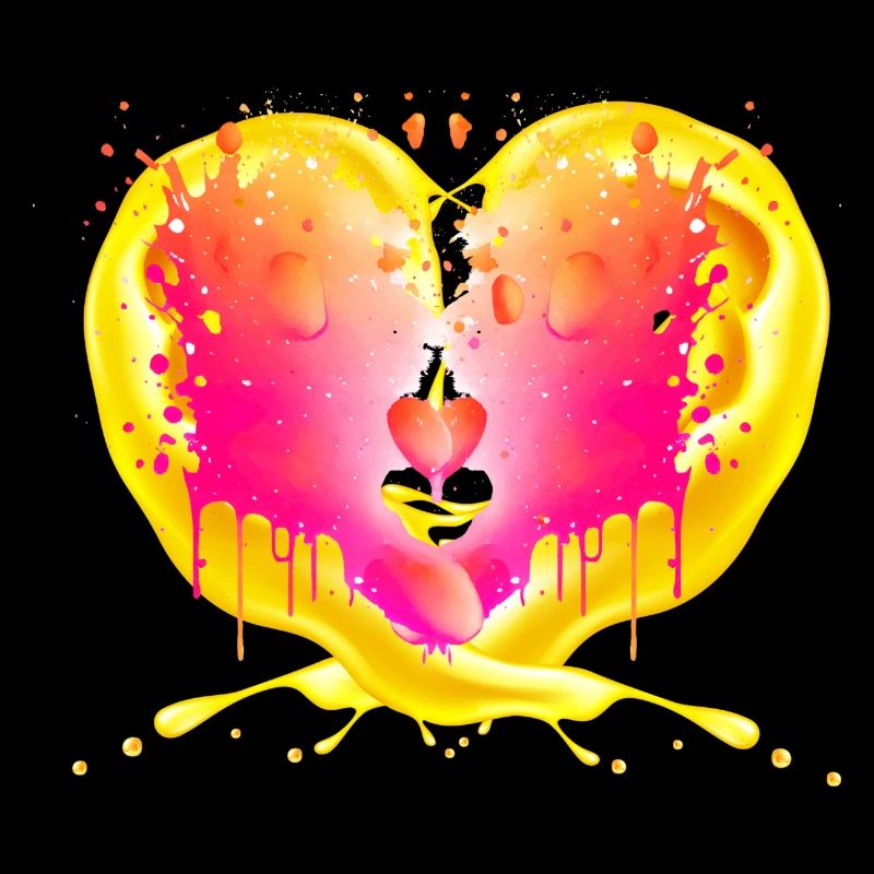 Heart behind flames