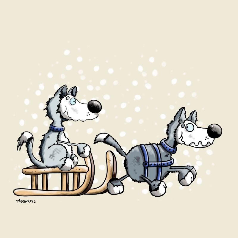 Schlittenhunde im Schnee